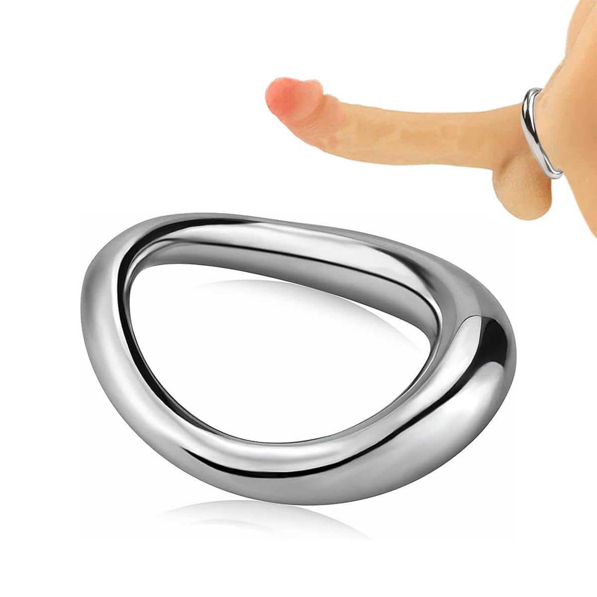 Stainless Steel Cock Ring,Male Penis Ring for Delay Ejaculation Lasting Erection Smooth Arc Pleasure Erection Rings for Men,6 Sizes for Choose Erection Enhancing Adult Sex Toys (1.50x1.77 inch)