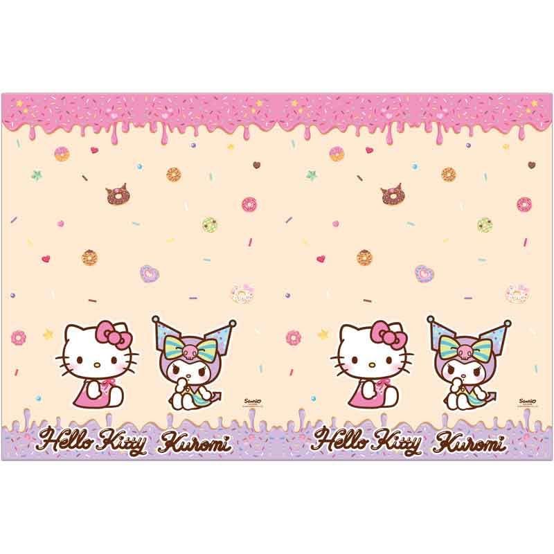 Procos Hello Kitty Kuromi Tablecloth as Decoration for Children's Birthday Parties and Themed Parties Size: 120 x 180 cm, Wipe-Clean, Reusable, Children's Birthday Party Table Cover