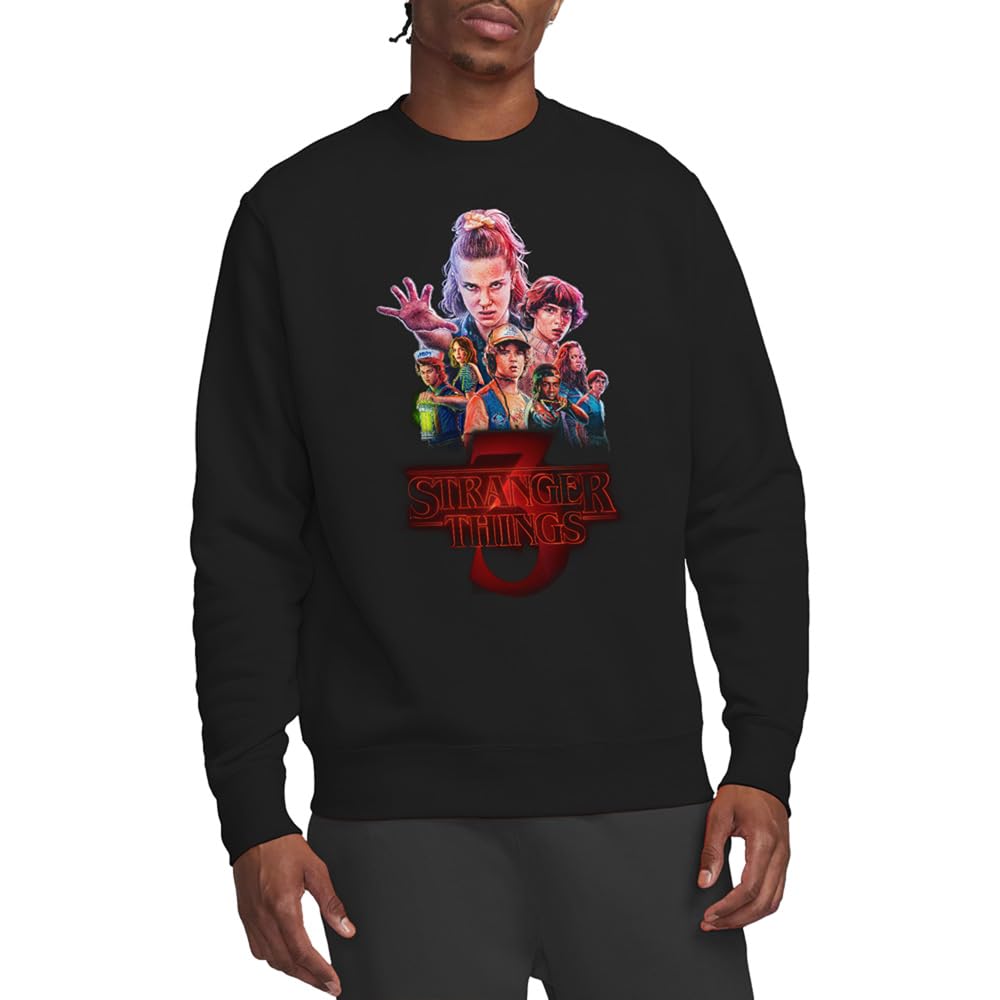 Stranger Things Unisex Black Season Three Poster Sweatshirt, Small