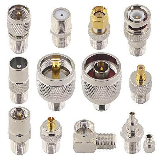 BOOBRIE F Type Connector Kit 12-Pack F Female to SMA/SMB/BNC/UHF PL259/Mini UHF/N-Type/FME/TS9/CRC9/F-Type/TV/MCX F Type Female Adapter F Female to Male Coaxial Connector for TV WIFI Radio Antenna etc