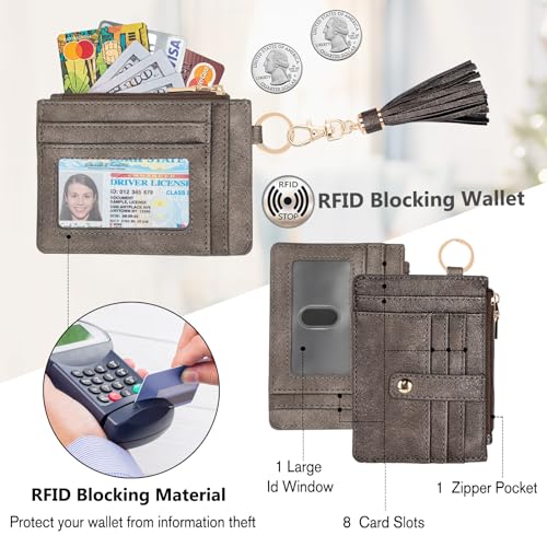 Image of KNGITRYI Small Wristlet Wallets for Women RFID Credit Card Holder Wallet Keychain Wristlet Wallet Credit Card Wallets for Women (Dark Grey)