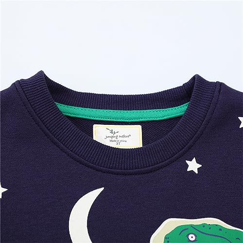 Youth Solid Classic Hoodies Children's Fleece Autumn Boy Round Sweater Boy Loose Long Sleeved Glow (Navy, 3-4 Years)2