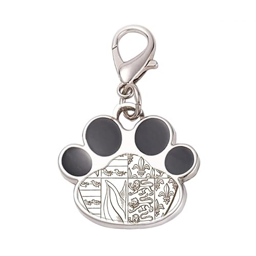 DIYthinker?Black White Art Shield Lion Illustration Pattern Pet Tag Keychain Dog Cat ID