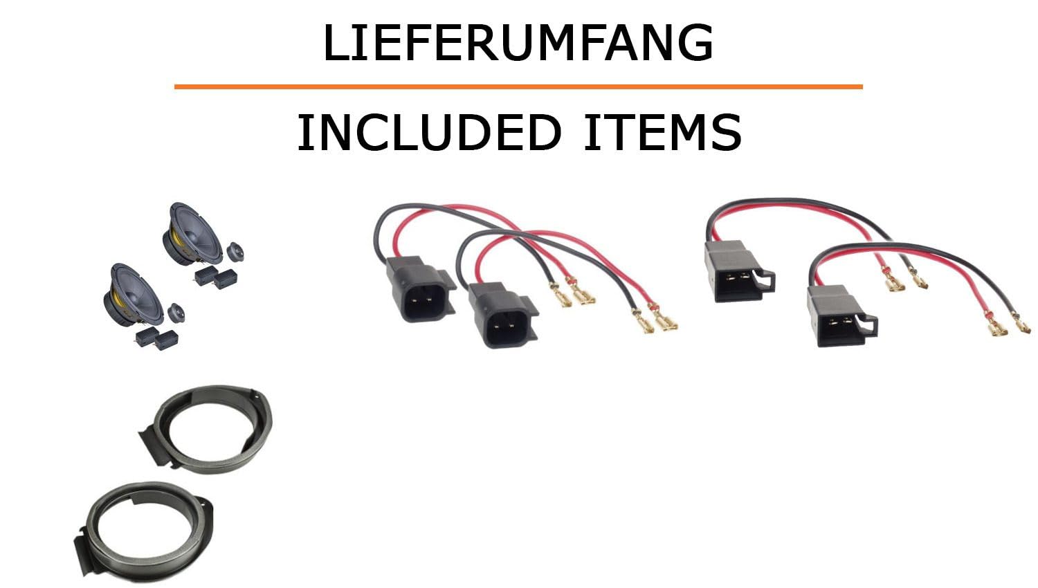 Lautsprecher Boxen Einbaupaket für Gro, Zero GZIC 1652 kompatibel mit Opel Insignia A vorne | 2X Tief-Mitteltöner 2X Hochtöner