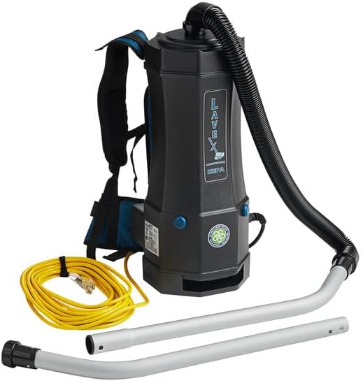 Commercial Backpack Vacuum, 6 Qt Capacity, HEPA Filter, 8-Piece Tool Kit, 9.5 lbs
