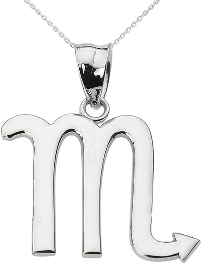 .925 Sterling Silver Scorpio Zodiac Astrological Sign Charm Personalized Pendant Necklace, 18