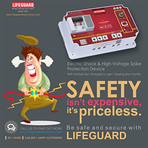 Image of Lifeguard DPVL 25A Single Phase 2 Pole Advance Circuit Breaker | Over Voltage Protection & Adjustable Earth Leakage Protection | Tripping Siren With LED Light | ABS Body