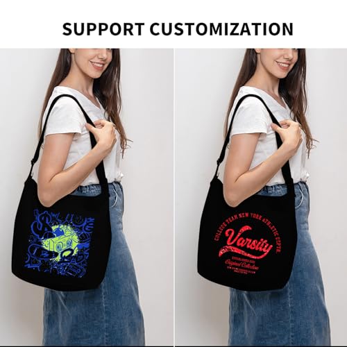 Image of Women's blank large Size Canvas Crossbody Tote Handbags Shoulder Bag Hobo Casual Tote Diy /gifts