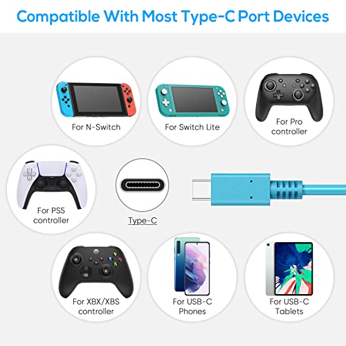Cabo de carregamento rápido para controle Switch/Switch Lite/Switch OLED/PS5/Xbox, longo cabo carreg