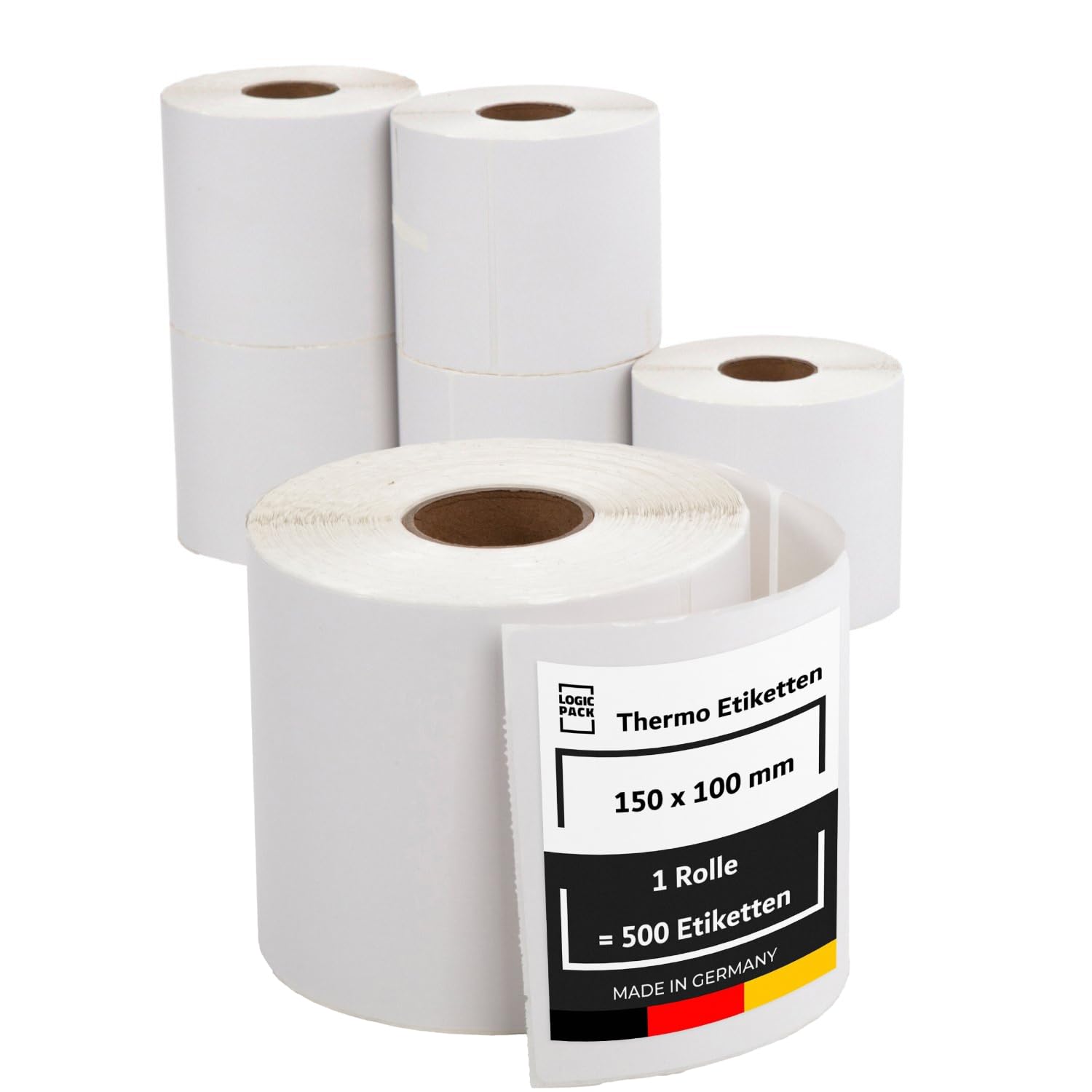 Étiquettes Thermiques 100x150 mm, 3000 Étiquettes, 6 Rouleaux | 100x150 mm (4x6"), compatible Zebra et Brother, adhésif permanent, résistant à l’eau et aux rayures, mandrin de 40 mm