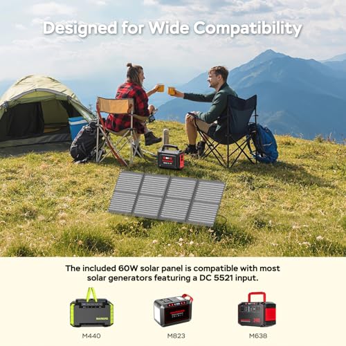 Image of MARBERO Solar Generator 296Wh with Solar Panels 60W Portable Power Station with 300W Pure Sine Wave Solar Generator with Panels Included USB DC AC Outlet for Camping RV Van Outdoor Emergency Home