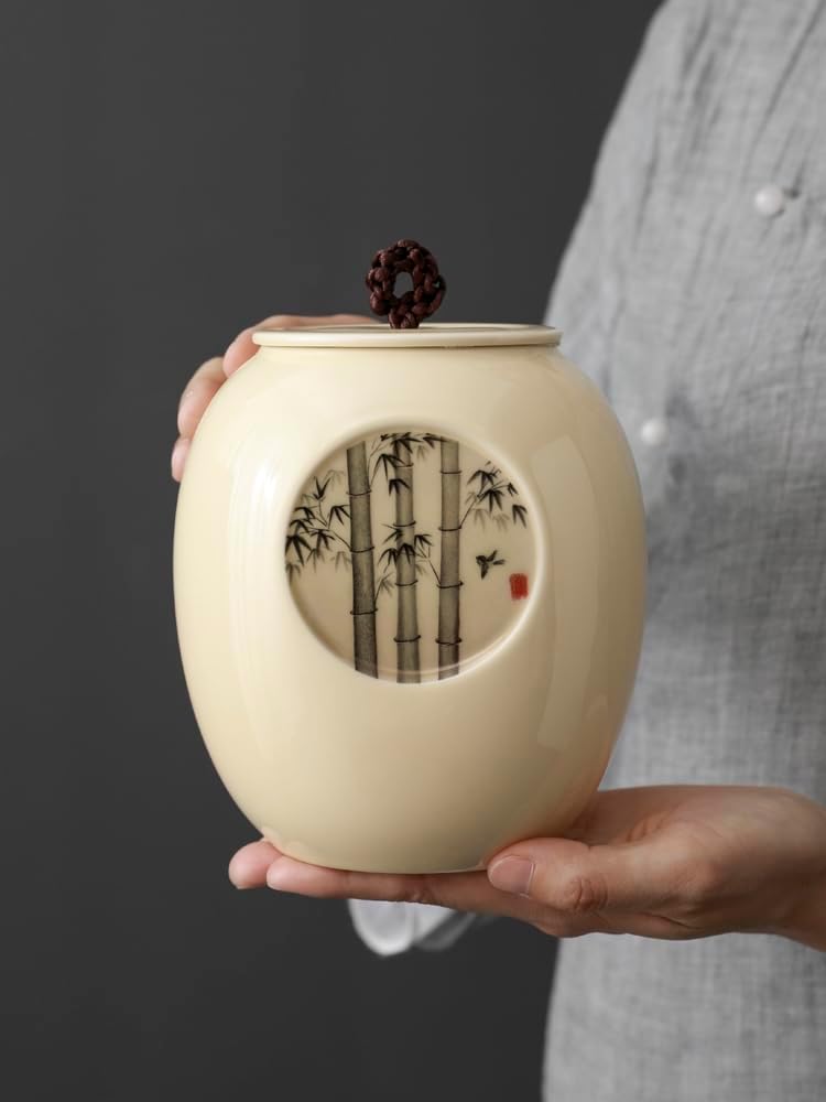 SONGCHAO Sugar Jar Household Tea Storage Jar Ceramic Black Tea Loose Tea Storage Jar Chinese Medicine Jar Suitable for Families, Hotels and Cafes Tea Canister (Color : B)