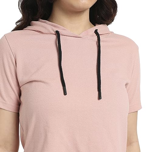 Image of PINACOLADA Women's Hooded Co-Ord Set With Contrast Piping For Casual Wear | Hooded Neck | Short Sleeve | Drawstring Closure | Cotton Co-Ords Crafted With Comfort Fit For Everyday Wear