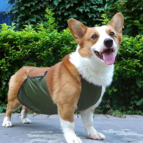 Hundeschürze, Bauchschutz, Wasserdicht, Hundelätzchen, Brustschutz, Haustier-Schutzweste für Weibliche und Männliche Hunde, Corgi, Dackel, Bulldogge, Welpe, Verhindert, Dass der Hund(XL-OD Grün)