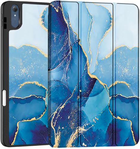 Image of Robustrion Case for Moto Pad 70 Pro 13 inch Cover Case with [Pencil Holder] [Soft Flexible Case] for Motorola Pad 70 Pro 13 inch Cover Case [Auto Sleep Wake Support] - Marble Blue