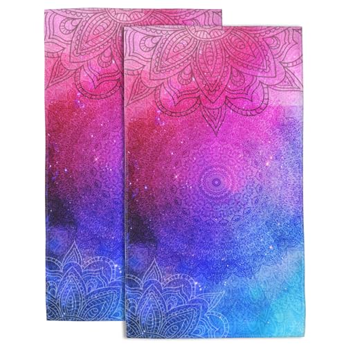 Wotinsi Juego de 2 toallas de mano de mandala para baño, toallas de mano suaves y absorbentes, para cocina, deportes, gimnasio, yoga, decoración del hogar, 14 x 28 pulgadas