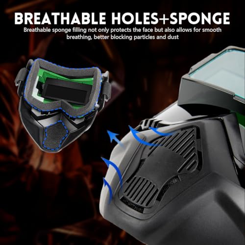 Image of Serplex 2 In 1 Welding Helmet With Auto-Darkening Welding Goggles, Includes 10 Replacement Lenses, Lightweight & Breathable PP Face Mask with Foam Eye Frame Pad, Adjustable Head Strap
