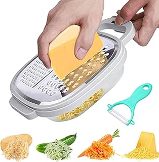 Cheese Grater Stainless Steel Graters for Kitchen Cheese Graters for Kitchen with Lid and Detachable Storage Container Easy to Use for Parmesan Cheese Vegetables Ginger