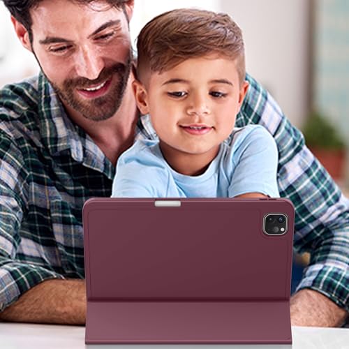 Image of ZryXal New iPad Pro 13 Inch Case (M5) 2025 / (M4) 2024 with Pencil Holder, Smart iPad Case [Support Pencil Pro and Pencil (USB-C)], Support Touch ID and Auto Wake /Sleep (Wine)