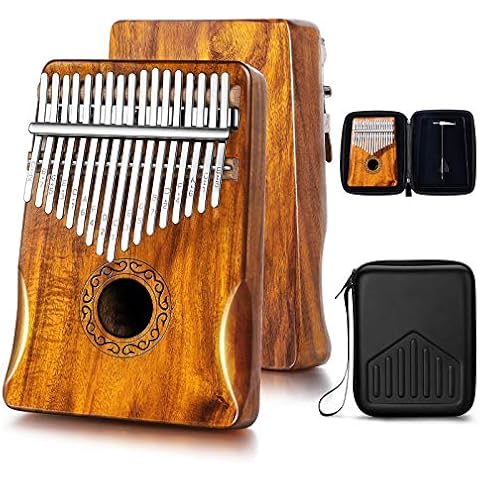 MIFOGE Kalimba Thumb Piano 17 Keys with Koa Acacia Wood,Mbira,Finger Piano Builts-in Waterproof Protective Box, Easy to Learn Portable Musical Instrument,Gift for Kids Adult Beginners (Koa) Cover