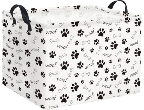 Image of Rectangular Baby Storage Basket Boys for Home Kitchen Girls Cute Storage Bin Organizer Shelf Book Room Decor(Woof Paw)