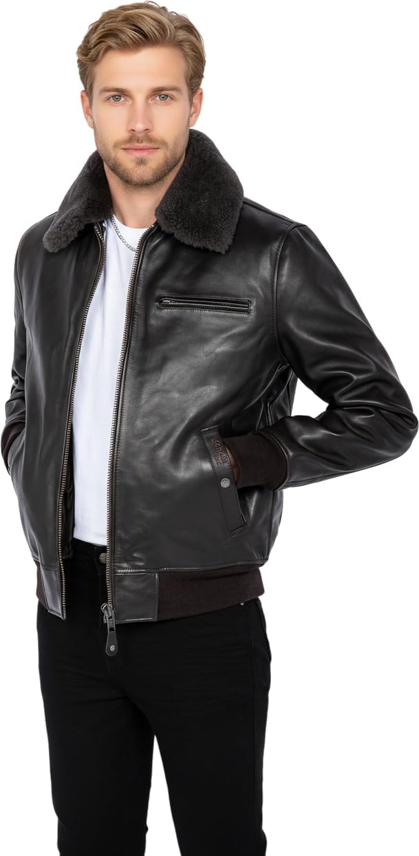 Schott NYC Men's Flight Leather Long Sleeve Jacket