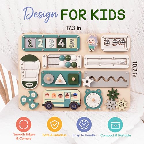 Image of KALOTOYS Large Montessori Busy Board for Baby & Toddlers 1-3 - 17-Inch Wooden Sensory Activity Board - Fine Motor Skills & Early Learning Educational Toy for 1 2 3 Year Old, Travel Friendly & Safe
