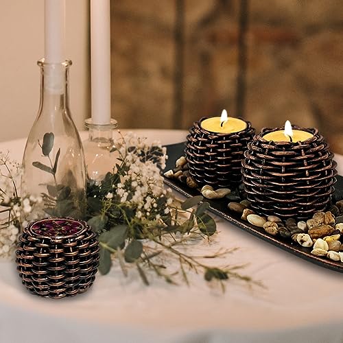Coffee Table Decor, Fall Decorations, Candle Holders with Tray and Rocks - image 5