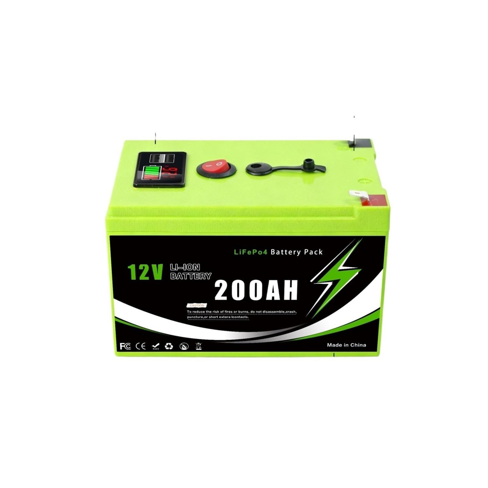 Batteria Ricaricabile Al Litio Ferro Fosfato 200AH 12v | For batterie affidabili for camper, off-grid e applicazioni solari marine con BMS(200Ah Portable Power)