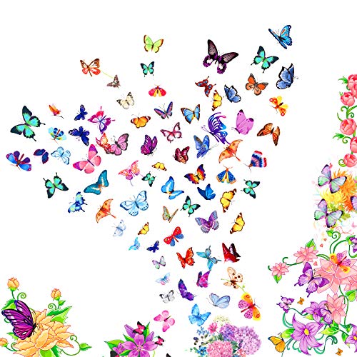 KATOOM 12 Feuilles Autocollant de Tatouage Papillon,Tattoos Autocollants Étanche,Enfants Maquillage du Visage Étanche Brillant pour Cadeau Fête d'anniversaire variés Corps fête Mariage Mascarade Cover