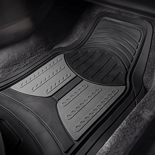 Image of FH Group Automotive Floor Mats - Heavy-Duty Monster Eye Floor Mats for Cars, Universal Fit Full Set, Climaproof Floor Mats, Trimmable Floor Mats for Most Sedan, SUV, Truck Floor Mats Rubber Gray