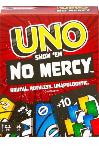 Image of ARCADE GAMES Unoo Show 'em No Mercy Card Game for Kids, Adults & Family Parties and Travel with Extra Cards, Special Rules and Tougher Penalties.