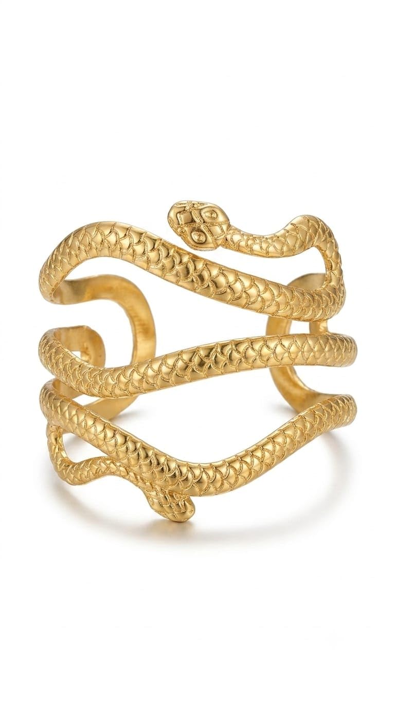 Create-hub Minimalist Gold-Toned Geometric Armlet – Sleek Open-Loop Design for Women & Girls-image-19