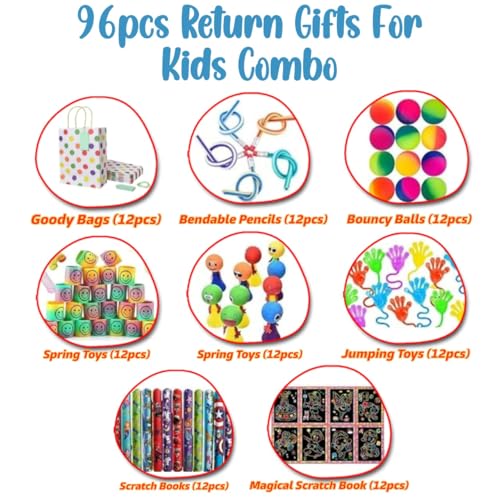 Image of SNAPTRON Return Gifts For Kids -96Pcs Return Gift For Kids Birthday 12 sets each with Goody Bags| Bulk Return Gifts For Kids Age 4 5 6 7 8| Kids Return Gifts for Birthday in Bulk| Best Kids Gift items