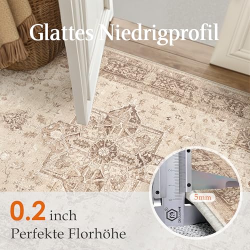 PureCozy Braun Vintage Teppich Läufer Flur 60x240cm Waschbar – Ansicht 5