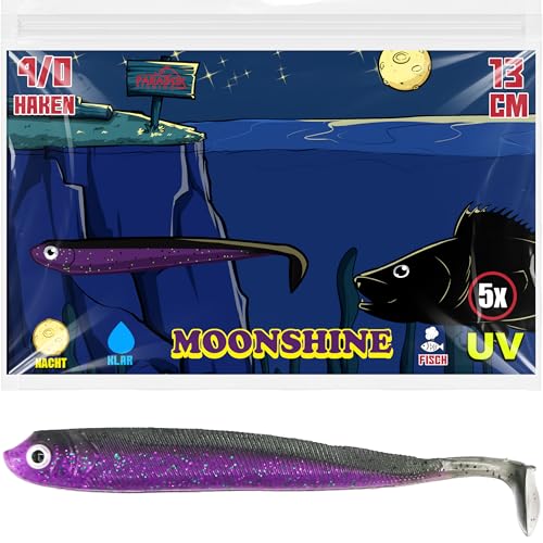 Paradox Fishing 5 STK. Moonshine Zandergummifische 13cm - Zanderköder Gummifisch Zander Köder Gummifische Set