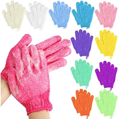 Alotpower 24 Pieces Exfoliating Bath Gloves, Made of 100% Nylon,12 Colors Double Sided Exfoliating Gloves for Beauty Spa Massage Skin Shower Scrubber Bathing Accessories Cover