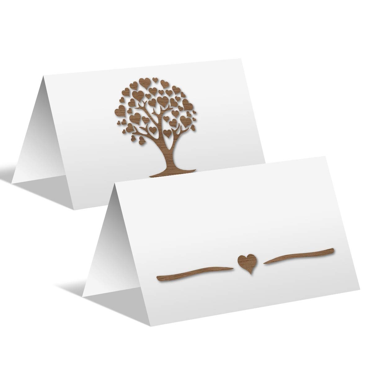 50 x Blanko Tischkarten zur Hochzeit Platzkarten Namenskarten Set - Herzbaum