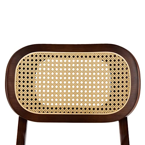 Rêvelife 25.2” Counter Height Bar Stools Set Of 3, Pu Leather Upholstered Counter Stool With Rattan Back And Solid Wood Frame Mid-Century Modern Bar Chair For Dining Room Kitchen Island, White #TOP7