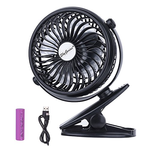 Image of BRIGENIUS Battery Operated Stroller Fan, Portable Clip on Mini Desk Fan with 2600mAh Rechargeable Battery, USB Powered Clip Fan for Baby Stroller Office Outdoor Travel