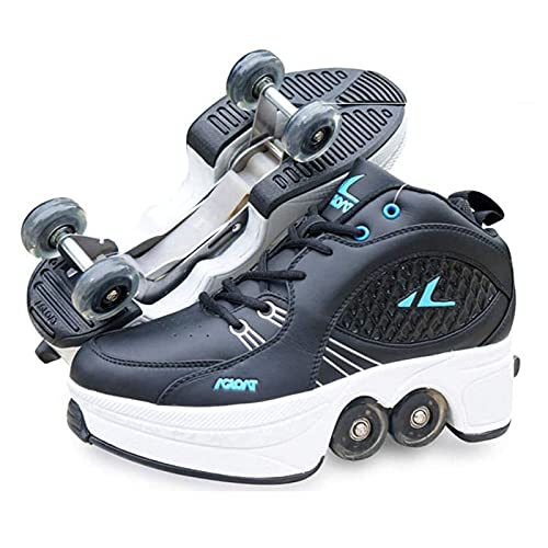 Roller Skates for Women,Shoes with Wheels for Girls,Kick Rollers Shoes Skates Retractable Adult,Skating Shoes for Boys,Heel Skates for Kids,Sports/Outdoor Recreation Parkour Shoes (Black, 6.5)