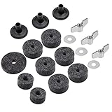 Cymbal Replacement Accessories Cymbal Felts Hi-Hat Clutch Felt Hi Hat Cup Felt Cymbal Sleeves with Base Wing Nuts and Cymbal Washer 18 Pieces (Gray)