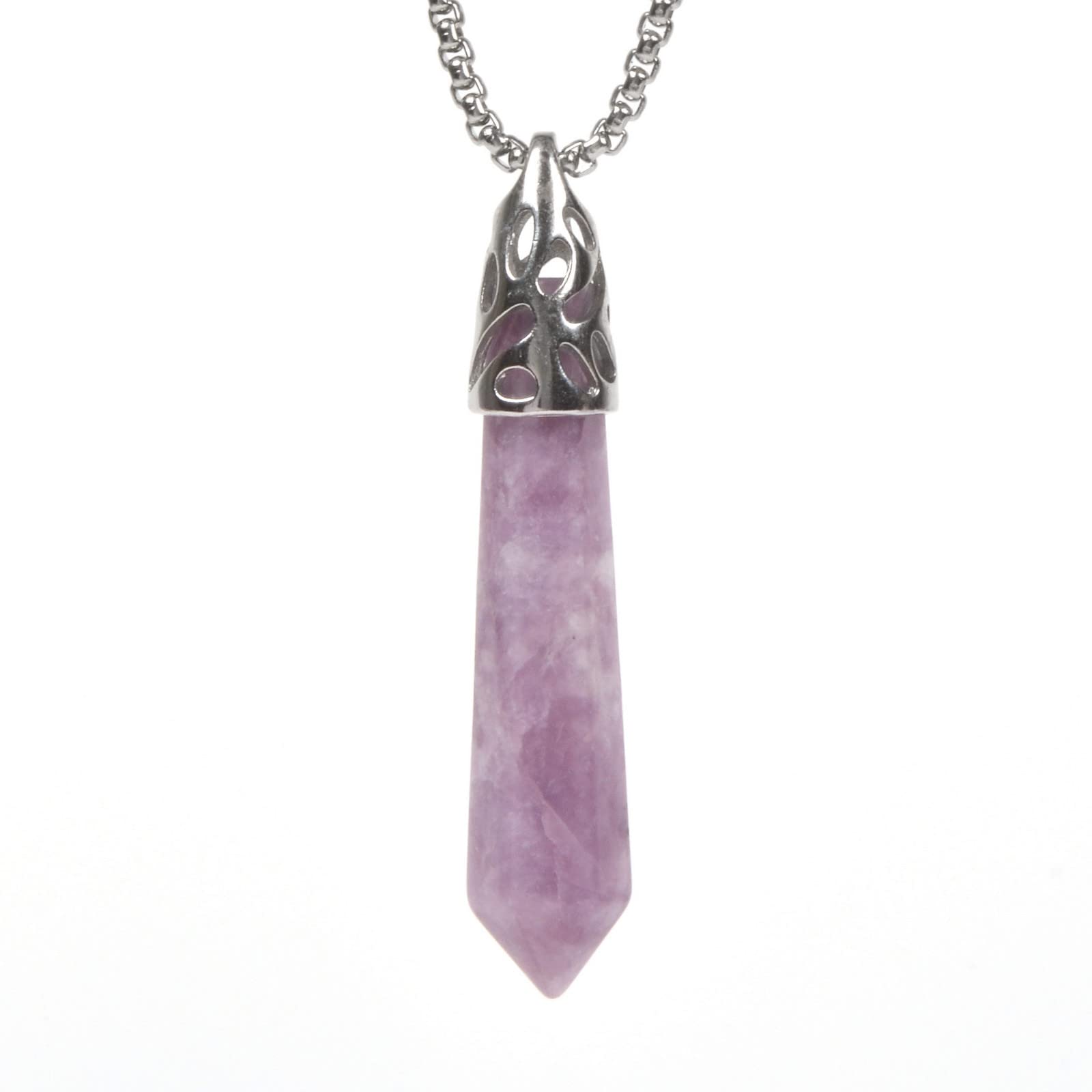 Justinstones Hexagonal Pointed Reiki Chakra Pendant Stainless Steel Chain Necklace 20 Inch Iron Gift Box