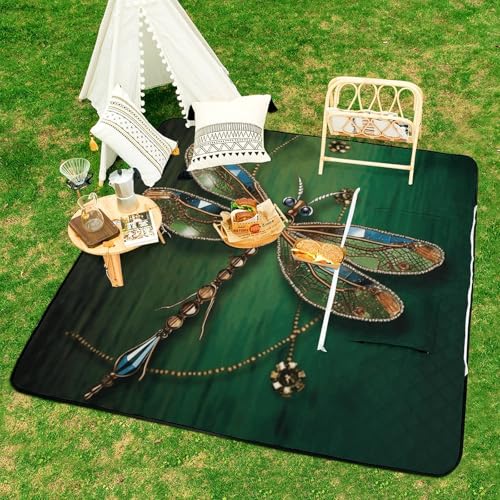 Tapis d'intérieur et couverture de plage pliable libellule