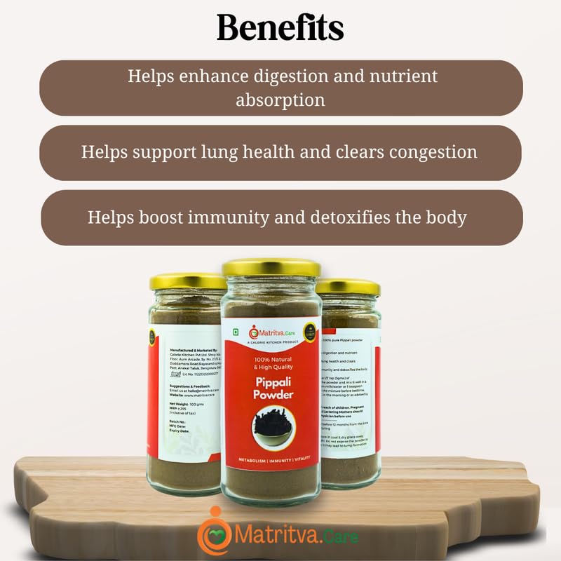 Matritva Care Pippali Ayurvedic Powder Long Pepper for Digestion, Respiratory Support & Immunity (100g) | Natural Detox & Metabolism Booster | 100% Pure, Herbal & No Additives - Image 4 thumbnail