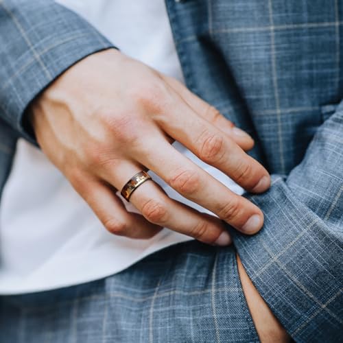 THREE KEYS JEWELRY Alliances en tungstène de 8 mm pour homme et femme avec incrustation en bois koa, métal, générique – vue 5