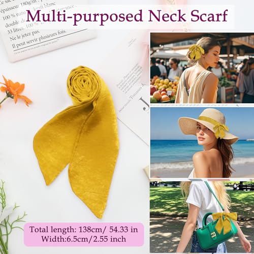 Satin Scarf for Women, Womens Skinny Ribbon Tie Solid Color Women's Necktie for Neck Belt Hairband Handbag Hat4