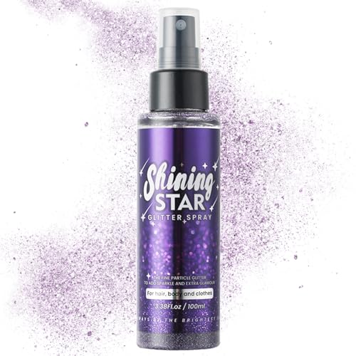 Spray pailleté violet pour visage, corps, vêtements, maquillage, poudre pailletée, séchage rapide, poudre corporelle, pour rave party