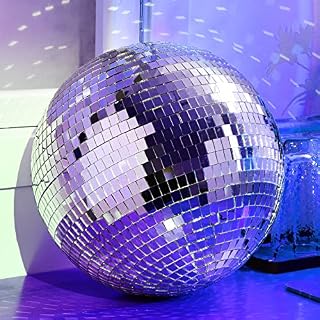12 Inch Mirror Disco Ball Cool and Fun Silver Hanging Party Disco Ball 80's 90's Stylish Mirror Disco Ball for DJ Club Stage Bar Home Party Wedding Holiday Decoration