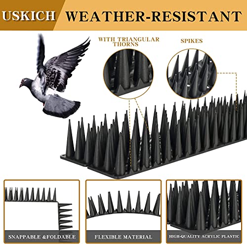 Bird Spikes 30 Packs Outdoor Cat And Bird Deterrent Spikes, Defender Spikes - Keep Pigeon, Cat & More Birds Away From Fences And Roof, Anti Theft Climb Strips (2023 Upgraded | 42.3 Feet) #TOP2